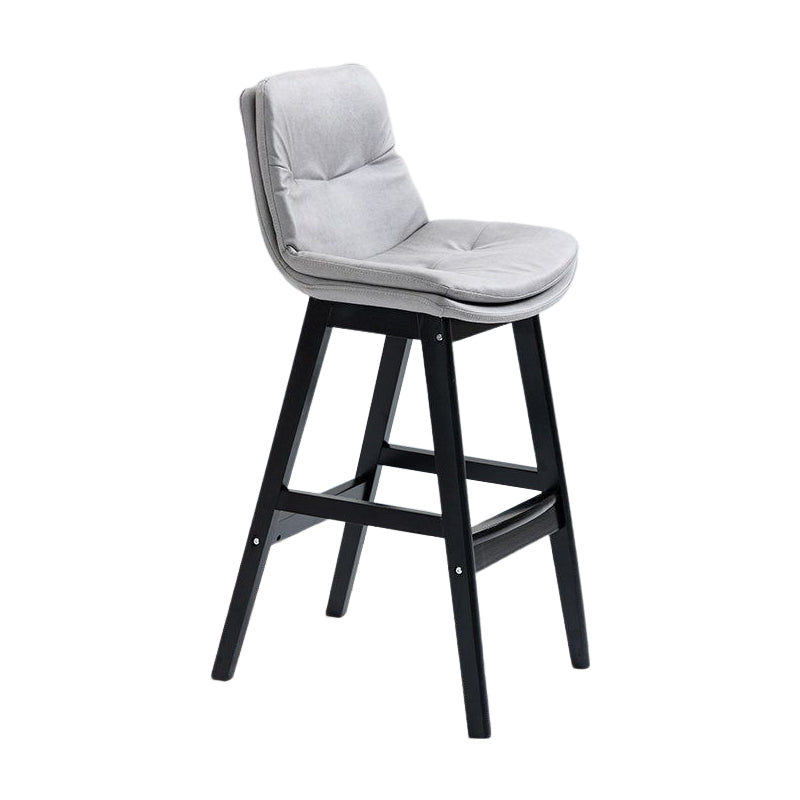 Scandinavian Upholstered Footrest Low Back Stool 27.95'' Rubberwood Bar Stool