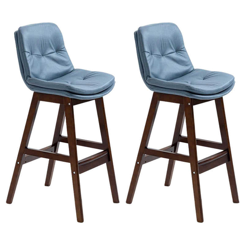 Scandinavian Upholstered Footrest Low Back Stool 27.95'' Rubberwood Bar Stool