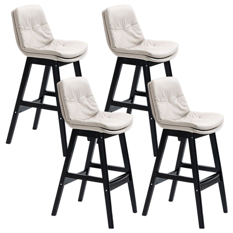 Scandinavian Upholstered Footrest Low Back Stool 27.95'' Rubberwood Bar Stool