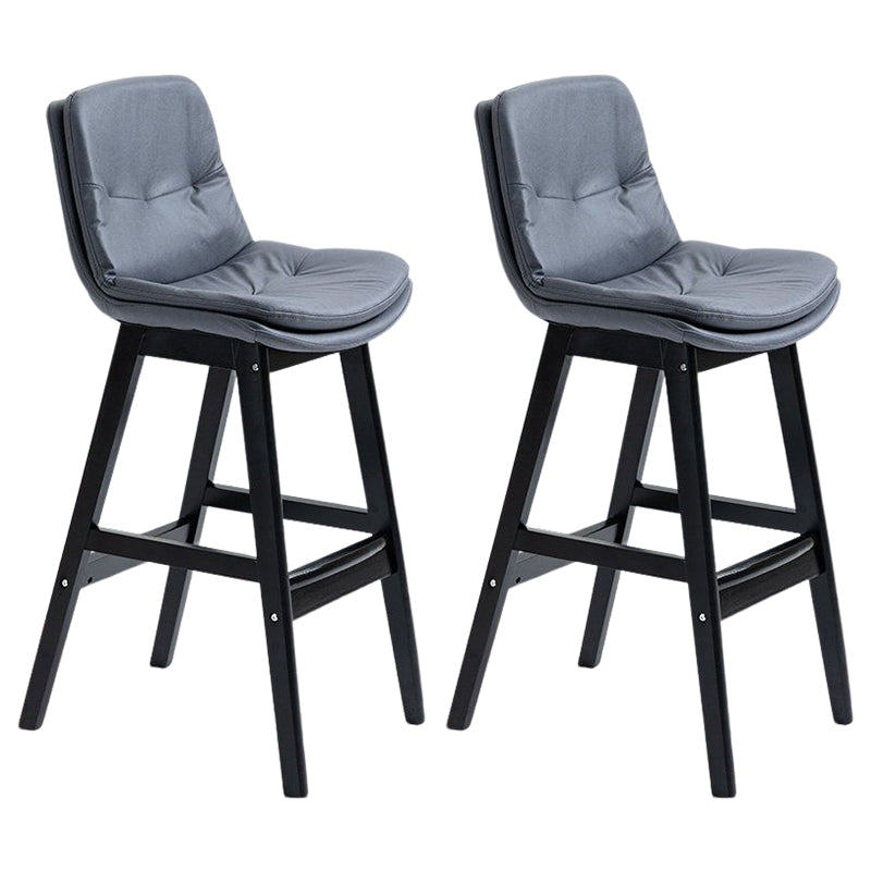 Scandinavian Upholstered Footrest Low Back Stool 27.95'' Rubberwood Bar Stool