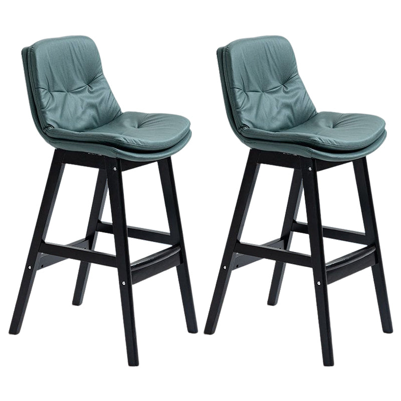 Scandinavian Upholstered Footrest Low Back Stool 27.95'' Rubberwood Bar Stool
