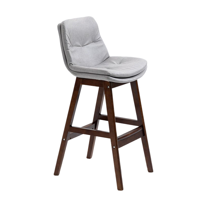 Scandinavian Upholstered Footrest Low Back Stool 27.95'' Rubberwood Bar Stool