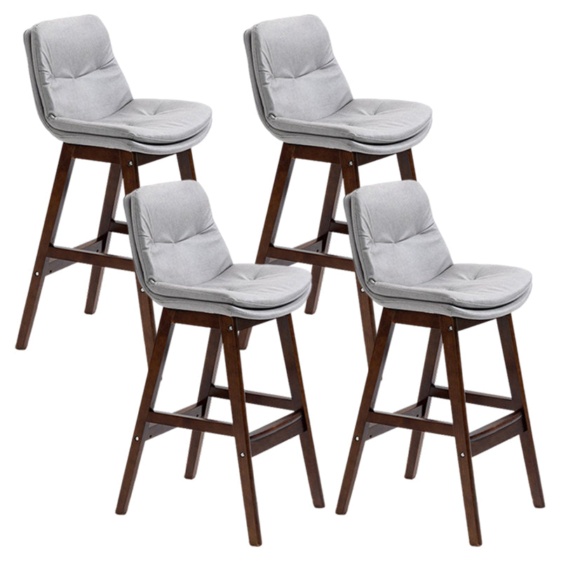 Scandinavian Upholstered Footrest Low Back Stool 27.95'' Rubberwood Bar Stool