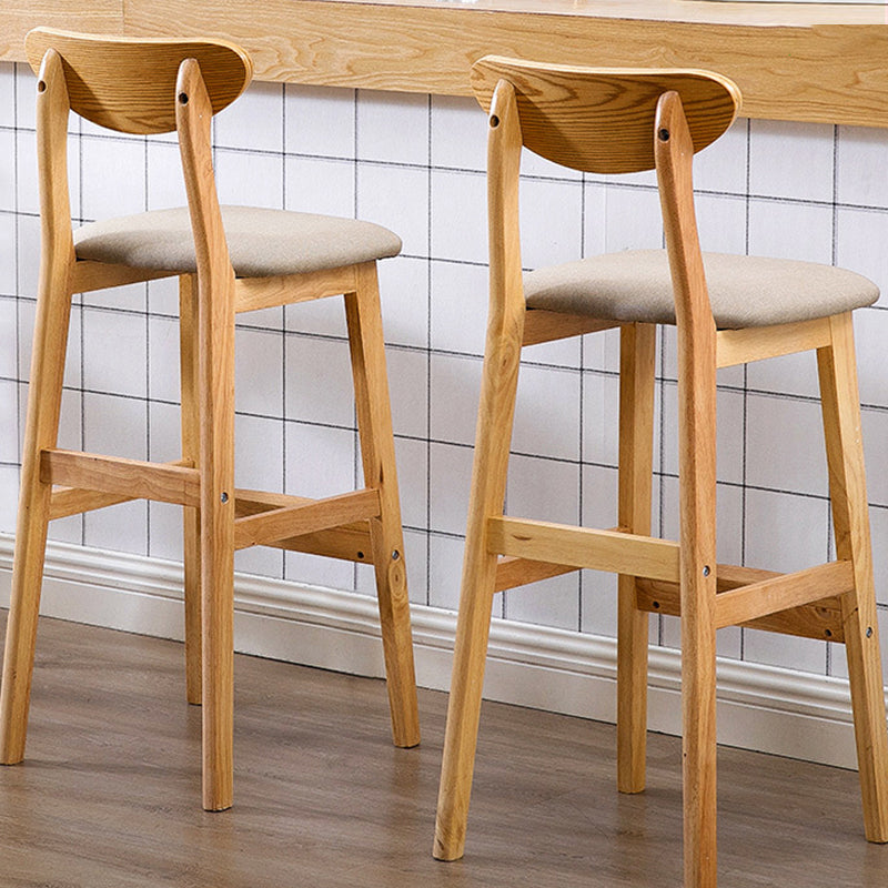 Footrest Wood Upholstered Bar Stool Matte Finish 28.74'' Low Back Stool