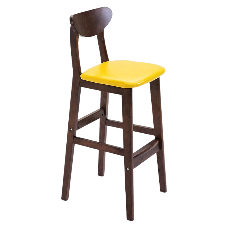 Footrest Wood Upholstered Bar Stool Matte Finish 28.74'' Low Back Stool