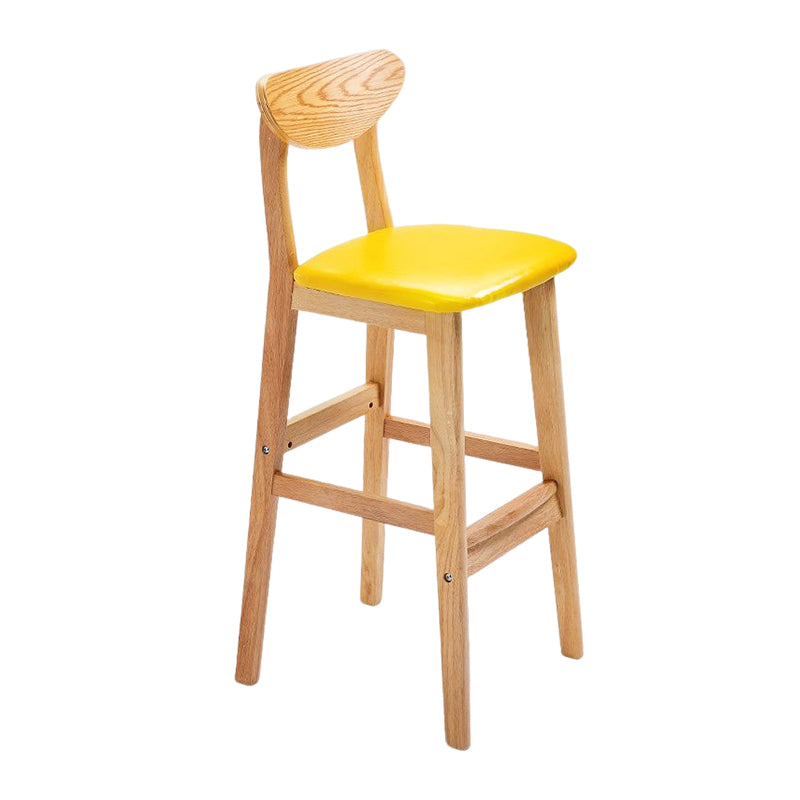 Footrest Wood Upholstered Bar Stool Matte Finish 28.74'' Low Back Stool