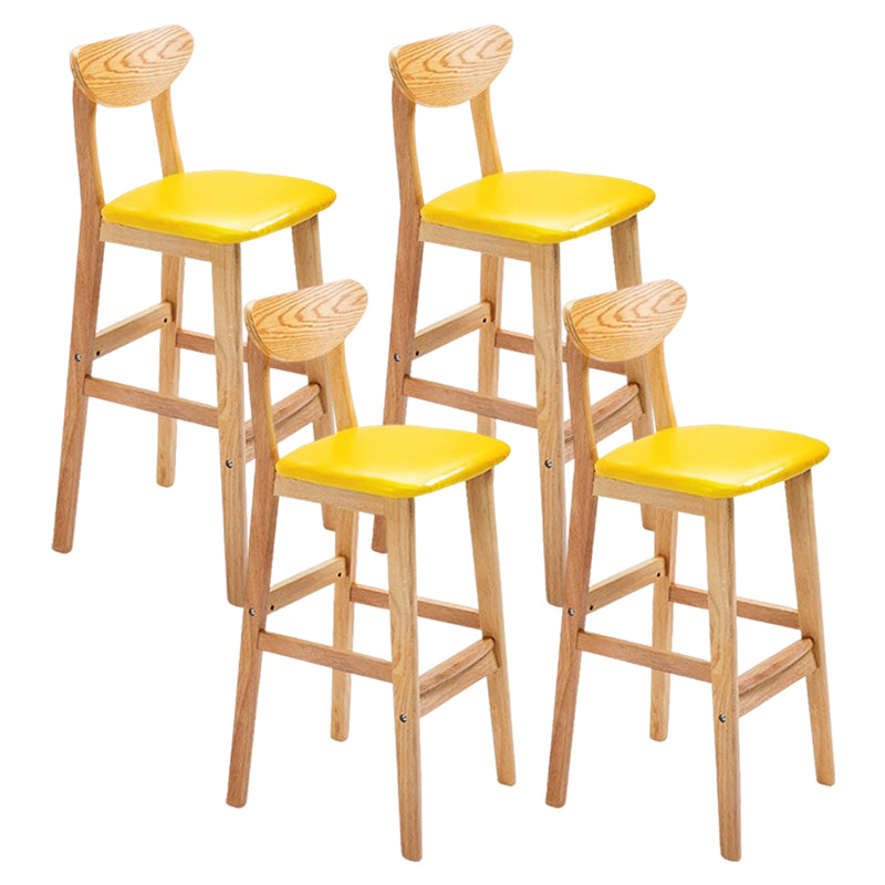 Footrest Wood Upholstered Bar Stool Matte Finish 28.74'' Low Back Stool