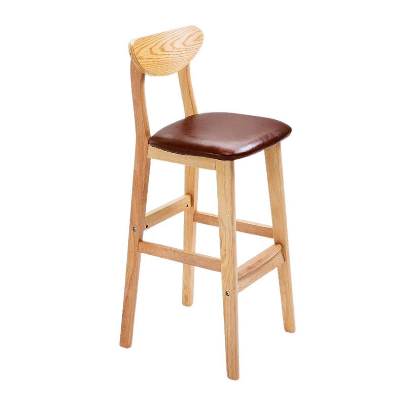 Footrest Wood Upholstered Bar Stool Matte Finish 28.74'' Low Back Stool
