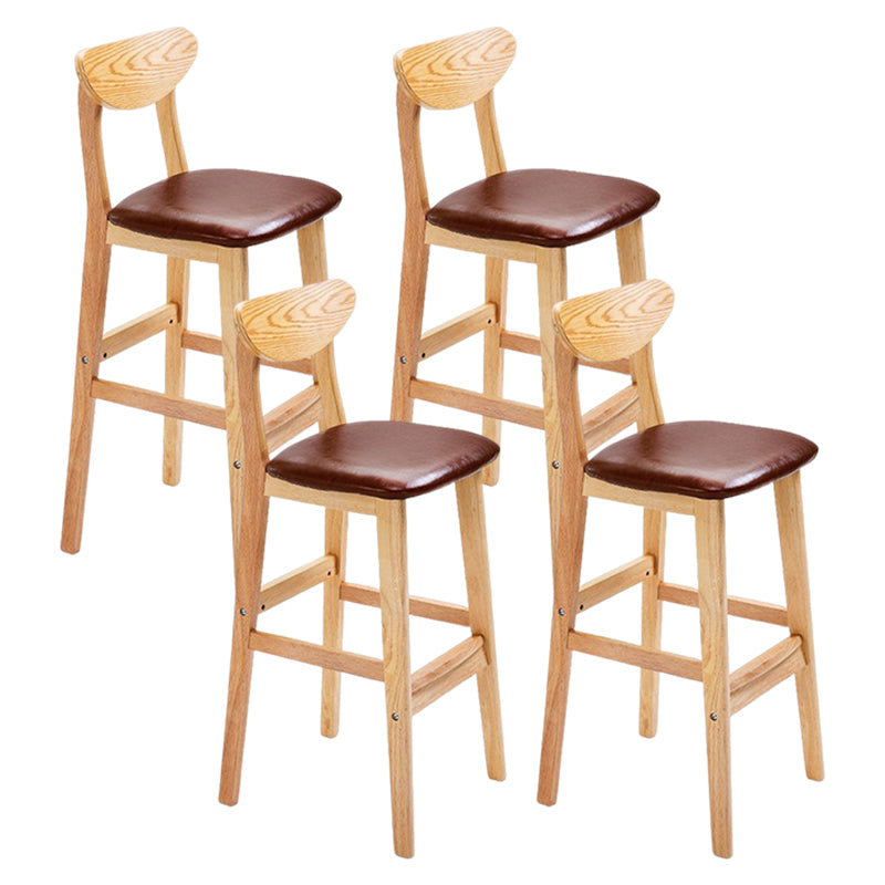 Footrest Wood Upholstered Bar Stool Matte Finish 28.74'' Low Back Stool