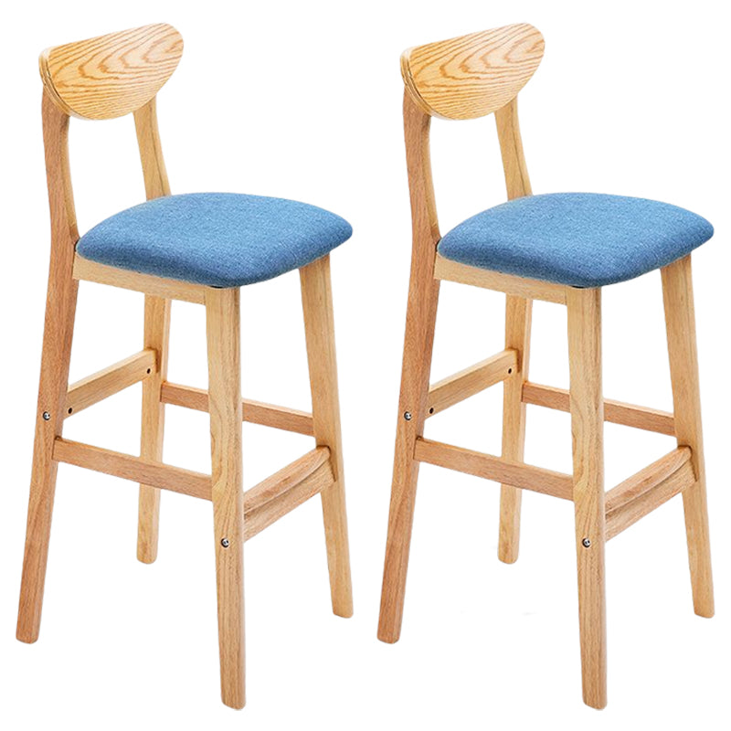 Footrest Wood Upholstered Bar Stool Matte Finish 28.74'' Low Back Stool