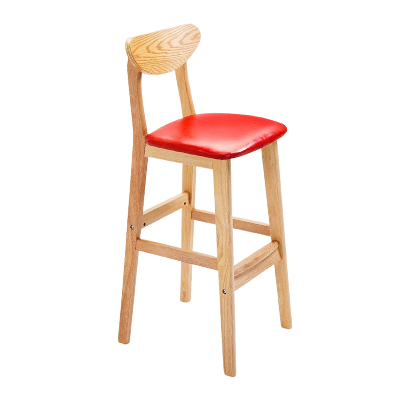 Footrest Wood Upholstered Bar Stool Matte Finish 28.74'' Low Back Stool