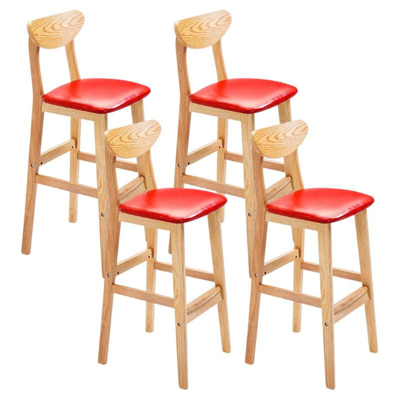 Footrest Wood Upholstered Bar Stool Matte Finish 28.74'' Low Back Stool