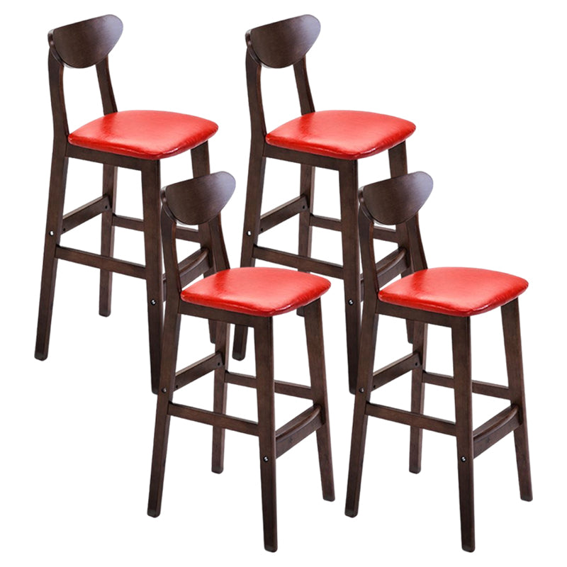 Footrest Wood Upholstered Bar Stool Matte Finish 28.74'' Low Back Stool