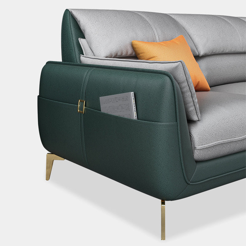 Divano in pelle finta scandinava e chaise a forma di L di spazio