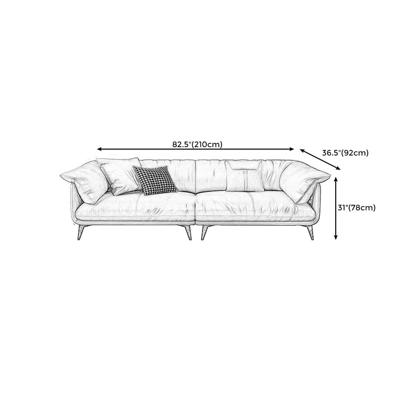 Tan Cushion Back Contemporary Resistente alle macchie divano in pelle genuina