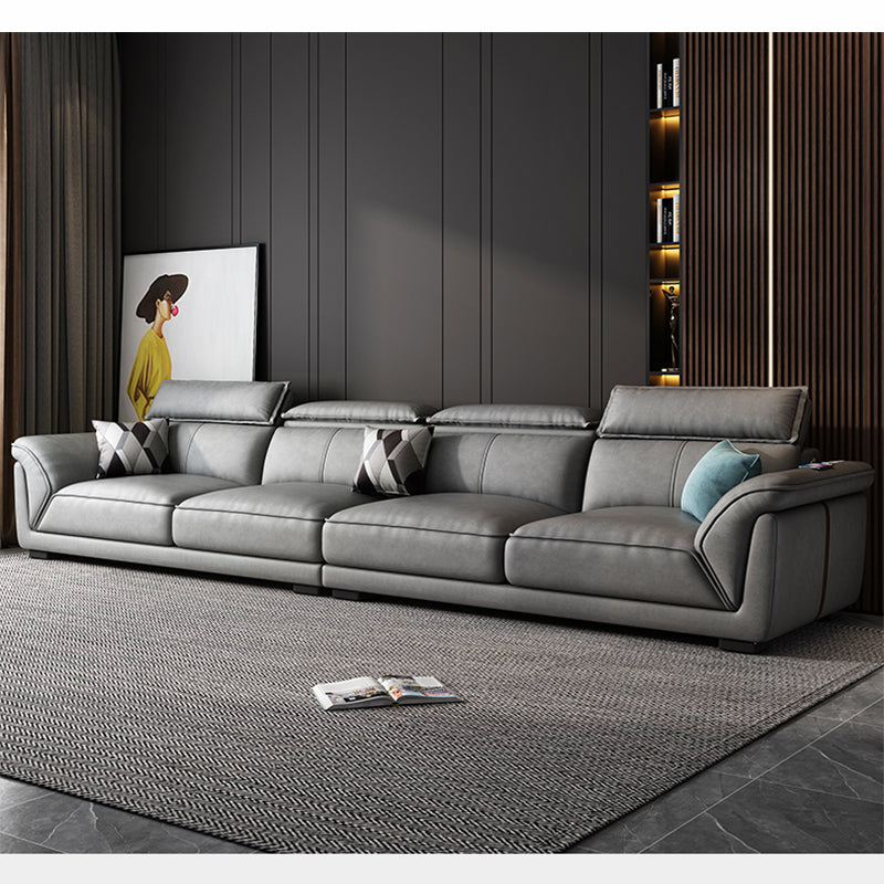 Divano sezionale moderno in pelle finta 33,46 "divano e chaise del braccio svasato, grigio