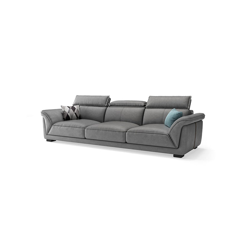 Divano sezionale moderno in pelle finta 33,46 "divano e chaise del braccio svasato, grigio