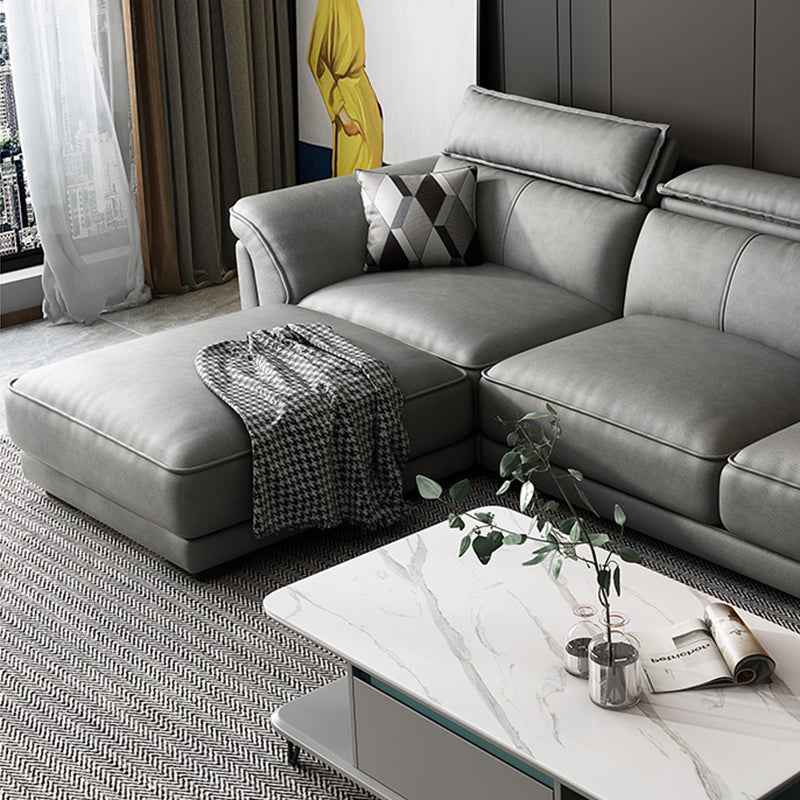 Divano sezionale moderno in pelle finta 33,46 "divano e chaise del braccio svasato, grigio