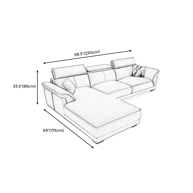 Divano sezionale moderno in pelle finta 33,46 "divano e chaise del braccio svasato, grigio