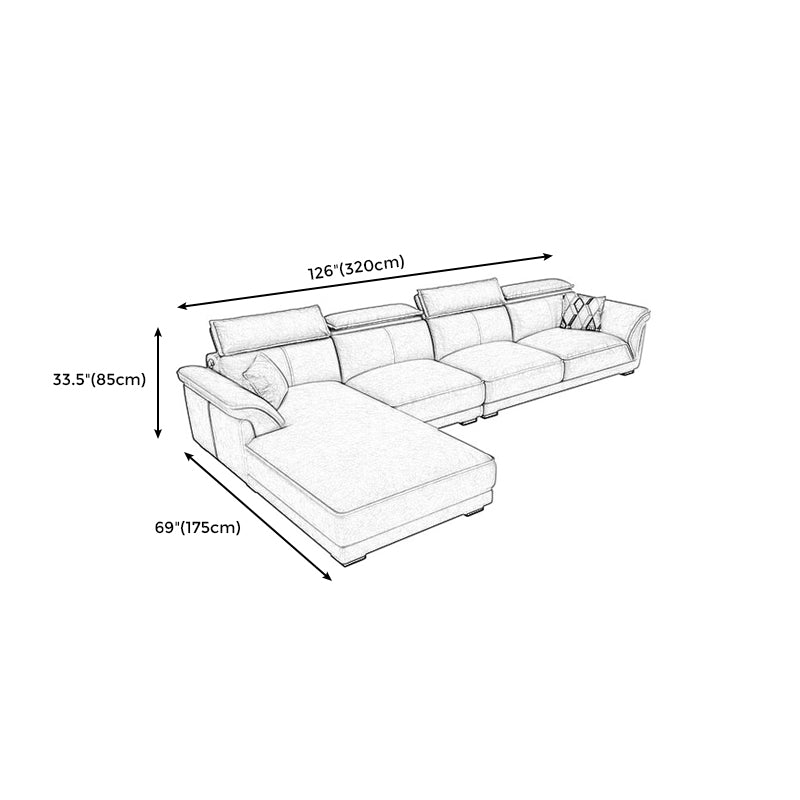Divano sezionale moderno in pelle finta 33,46 "divano e chaise del braccio svasato, grigio
