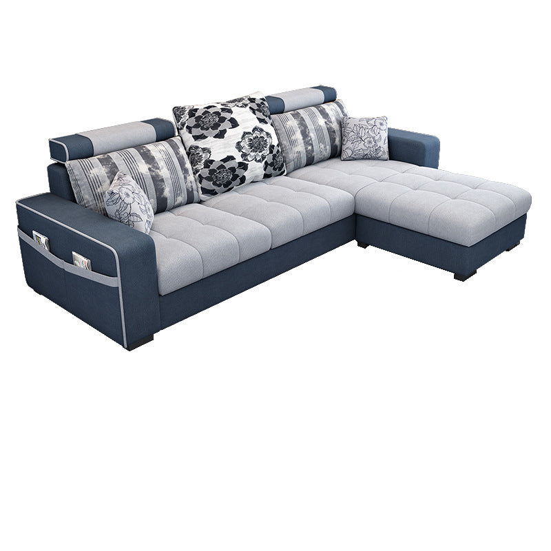 Square Arms Sectional 106.3"L High Back Sofa with Storage for Apartment