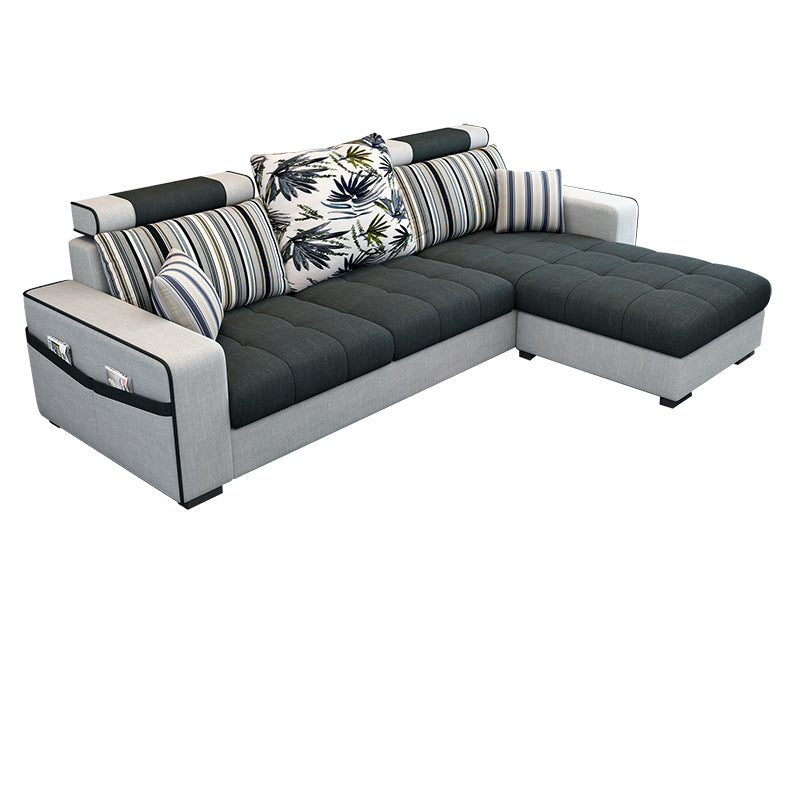 Square Arms Sectional 106.3"L High Back Sofa with Storage for Apartment