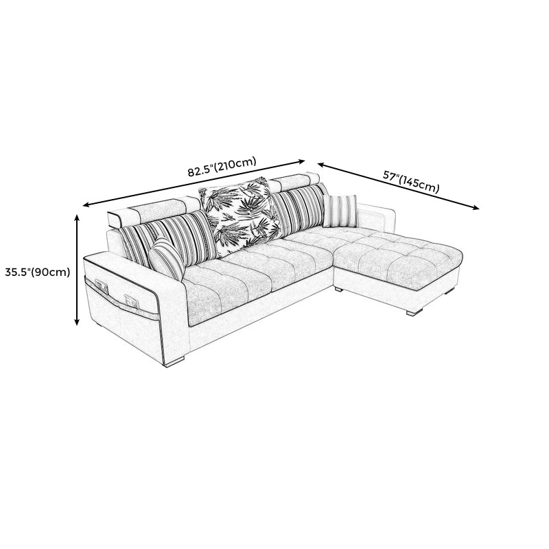Square Arms Sectional 106.3"L High Back Sofa with Storage for Apartment