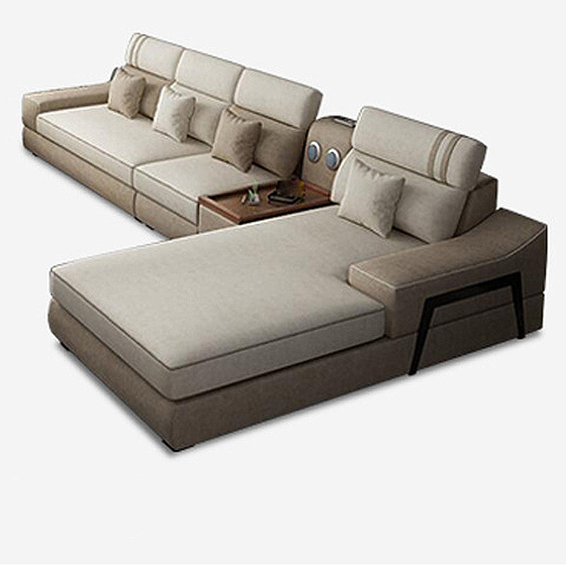 141,73 "l√ó 70,86" W √ó 33.46 "divano in tessuto H e chaise high high posteriore inclinata braccia inclinate sezionali