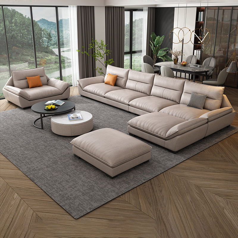 Moderno cuscino crema divano di divano in pelle fauci soggiorno sezionale con spazio