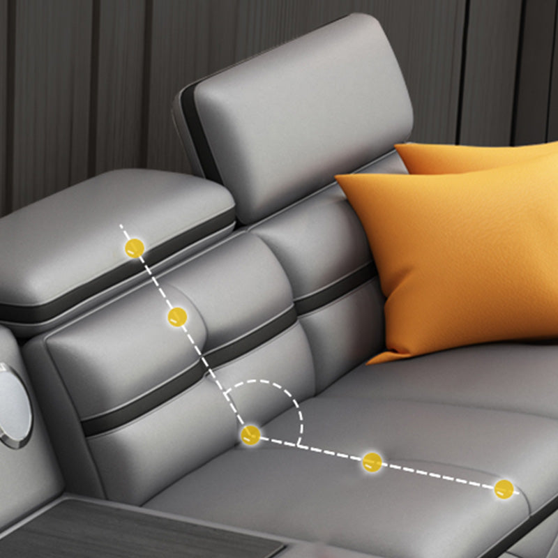 Divano contemporaneo grigio chiaro e chaise a forma di l High retro sezionale