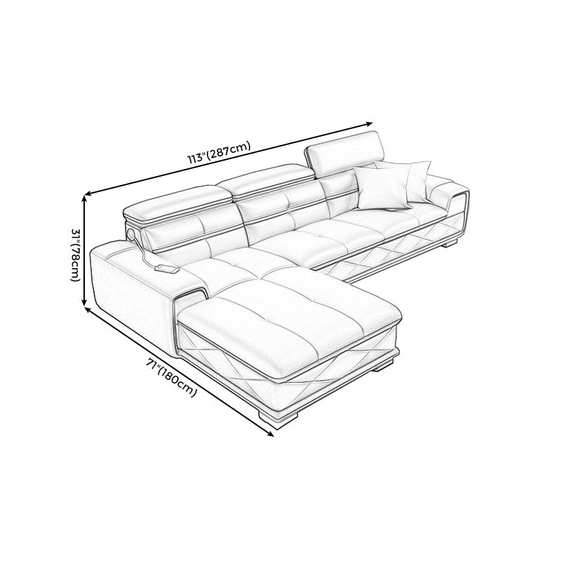 Divano contemporaneo grigio chiaro e chaise a forma di l High retro sezionale