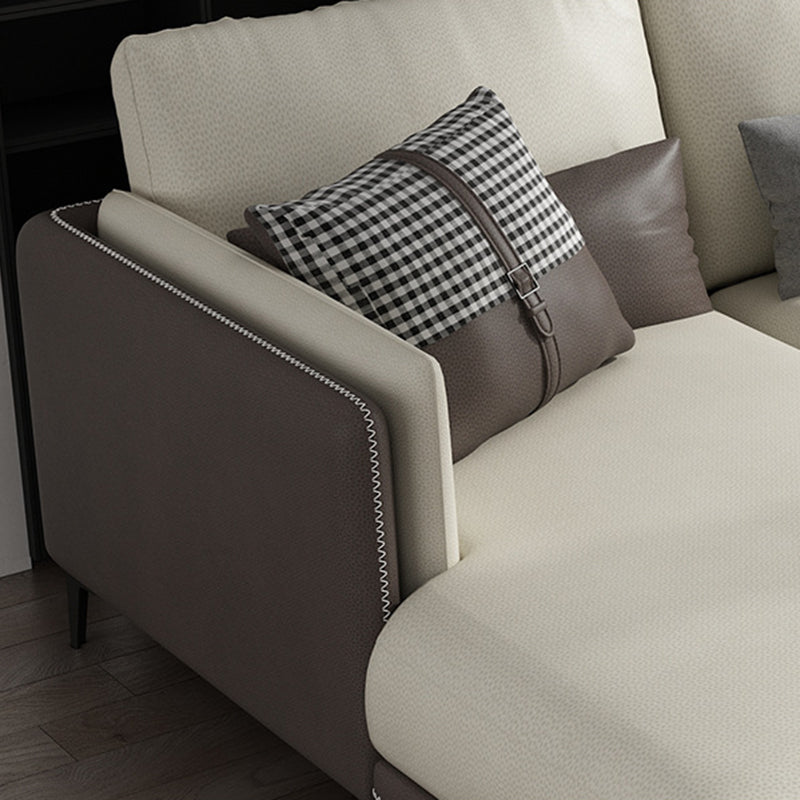 Braccio incasso contemporaneo sezionale divano in finta pelle resistente alle macchie con cuscino