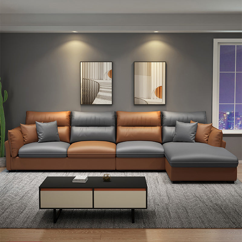 Divano e chaise da cuscinetto in pelle sezionale resistente alle macchie contemporanee divano e chaise