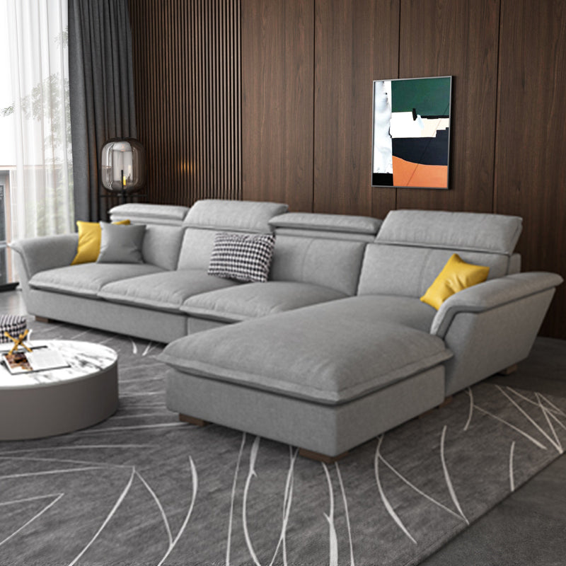 Faux Leather/Cotton Blend divano e chaise a forma di L sezionale per quattro persone