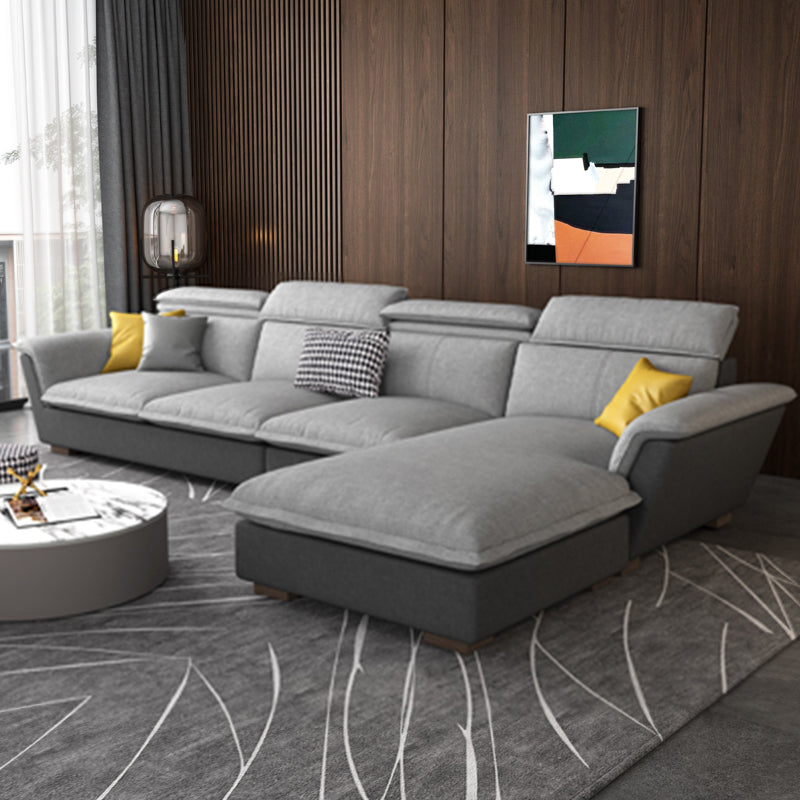 Faux Leather/Cotton Blend divano e chaise a forma di L sezionale per quattro persone