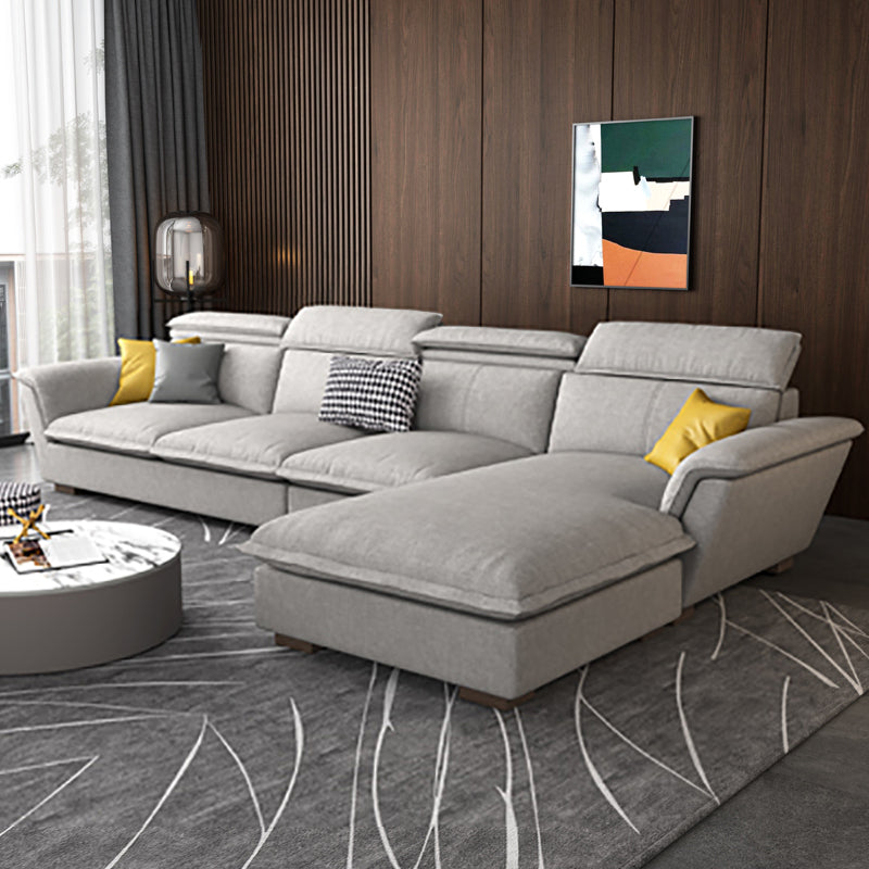 Faux Leather/Cotton Blend divano e chaise a forma di L sezionale per quattro persone