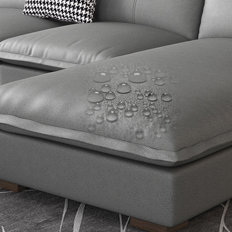 Faux Leather/Cotton Blend divano e chaise a forma di L sezionale per quattro persone