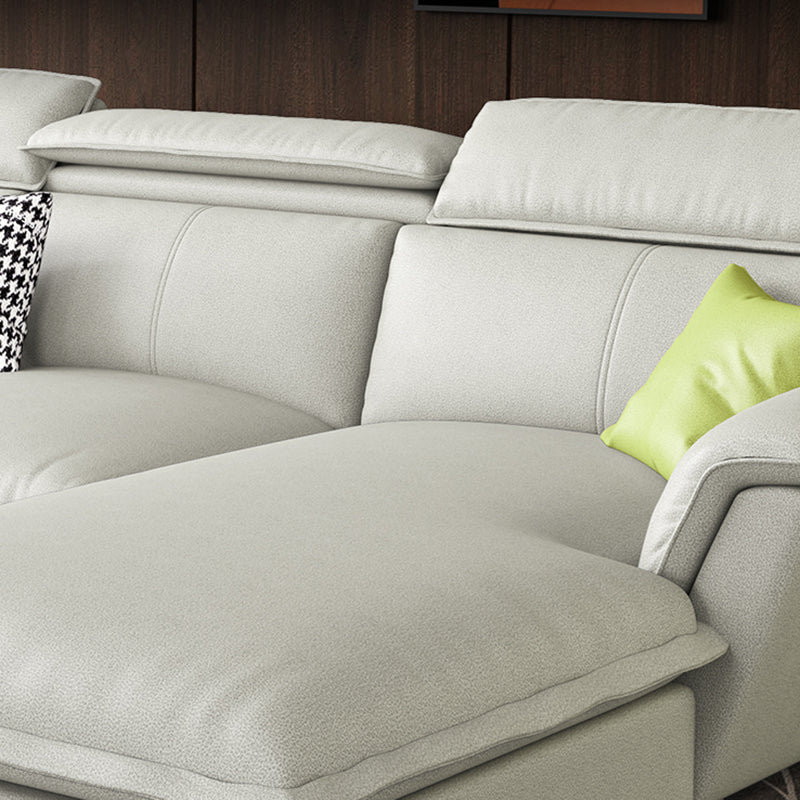 Faux Leather/Cotton Blend divano e chaise a forma di L sezionale per quattro persone