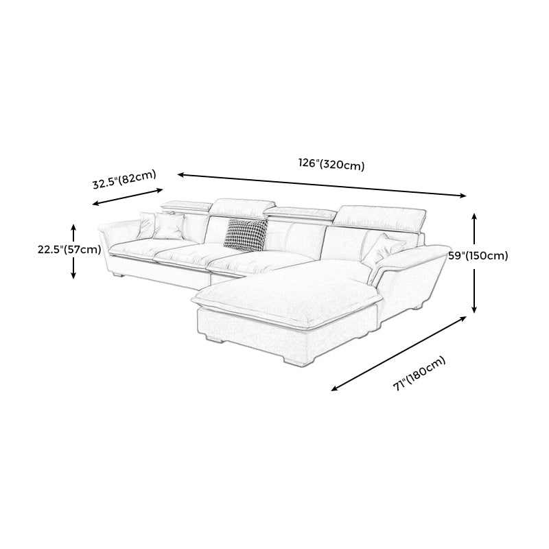 Faux Leather/Cotton Blend divano e chaise a forma di L sezionale per quattro persone