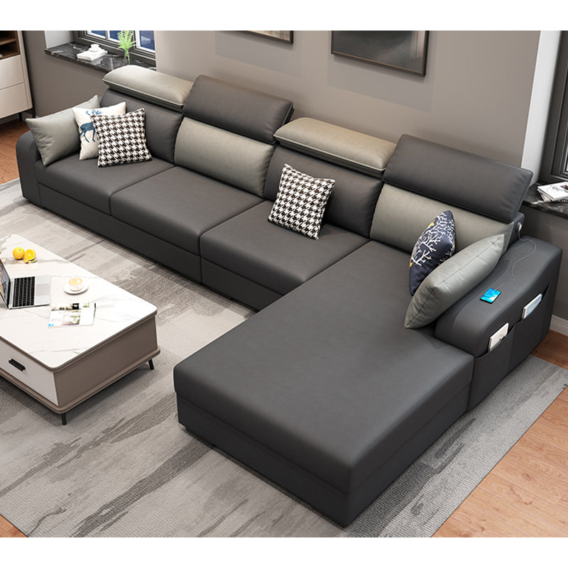 Forta di cuscini rimovibili in pelle e chaise da 35,43 "braccia inclinate alte