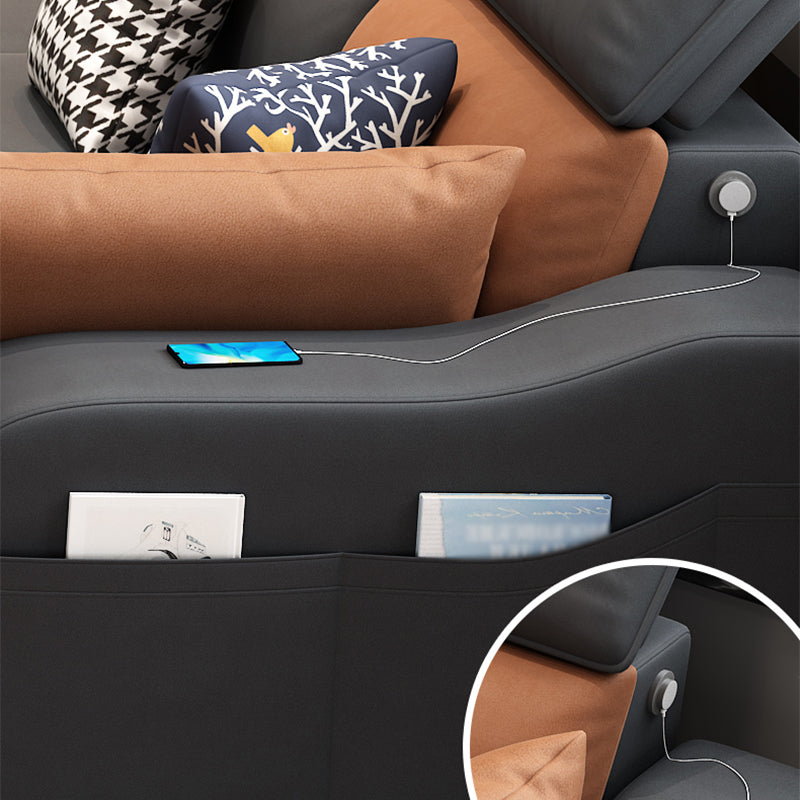 Forta di cuscini rimovibili in pelle e chaise da 35,43 "braccia inclinate alte