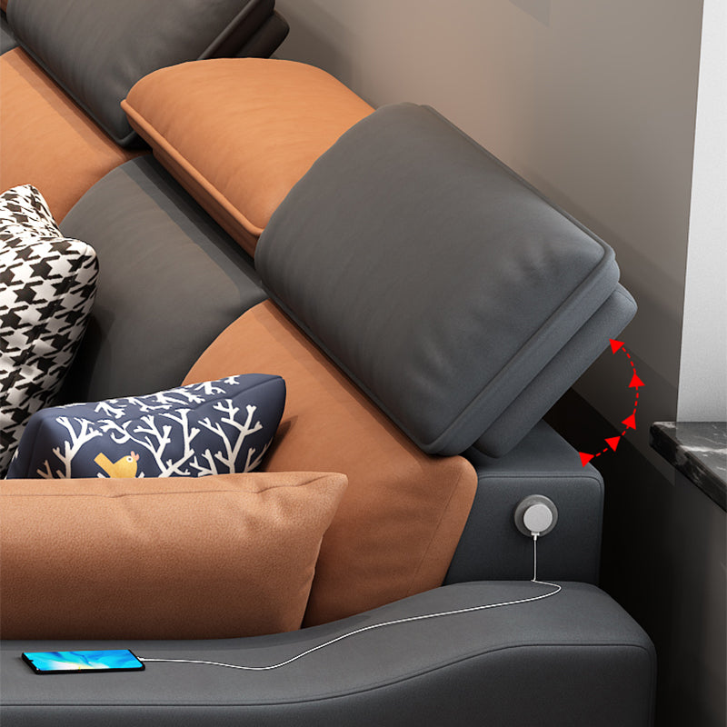 Forta di cuscini rimovibili in pelle e chaise da 35,43 "braccia inclinate alte