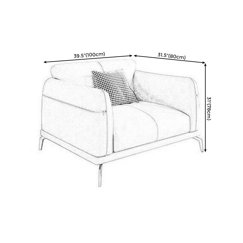 Forta di cuscinetto berretto da beige a braccio quadrato in pelle e chaise per soggiorno per soggiorno