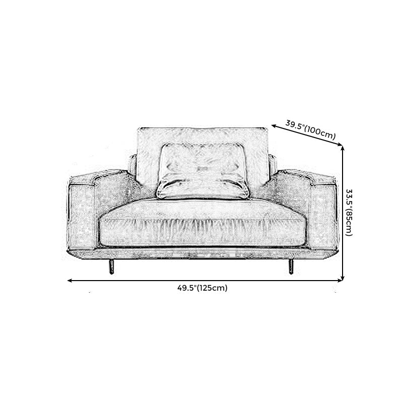 Canapé de bras carré et chaise en cuir authentique sectionnelle brun foncé pour le salon