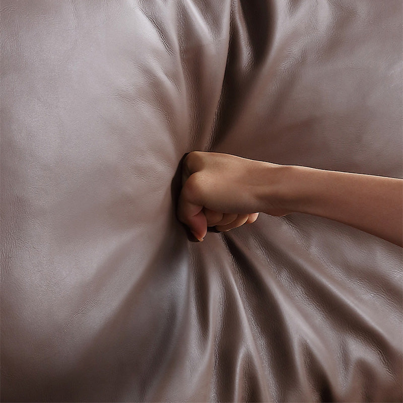 Divano a braccio quadrato moderno di metà secolo e chaise vera pelle sezionale per soggiorno