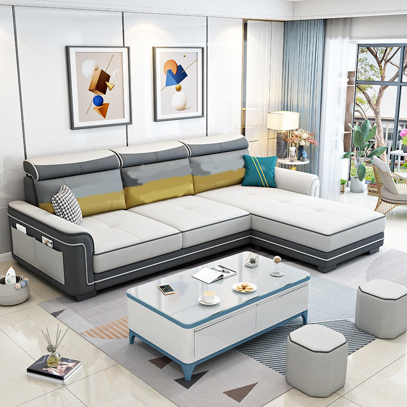 3-seat  Pillow Top ArmSectionals Faux Leather Sofa and Chaise with Storage