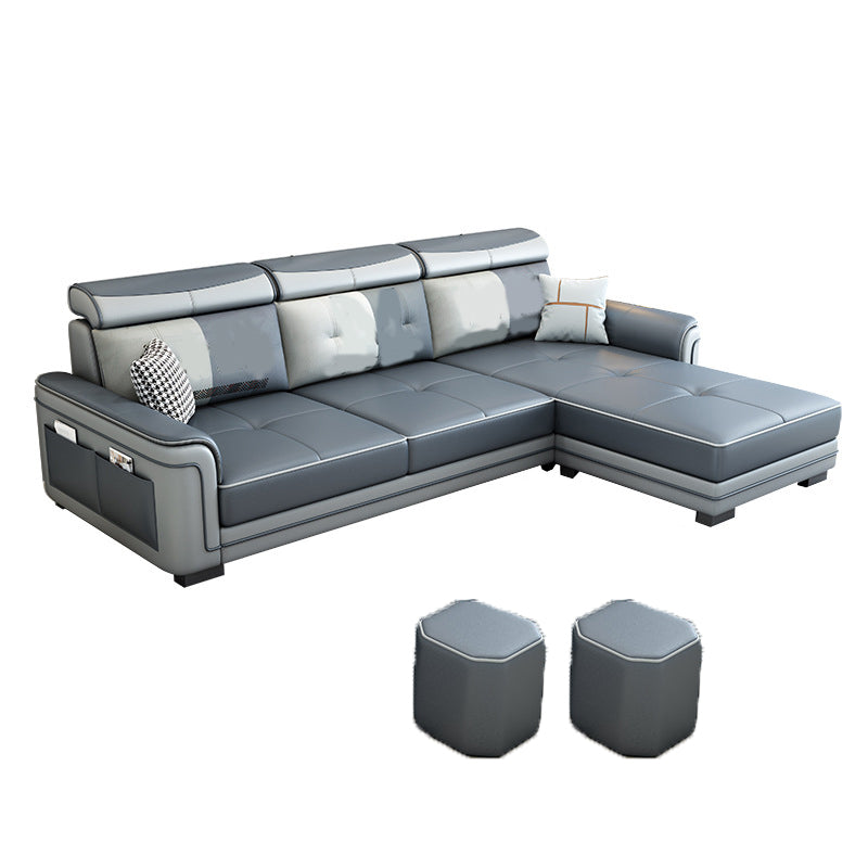 Modern 3-seat Sectionals Pillow Top Arm Sofa with Adjustable Headrest