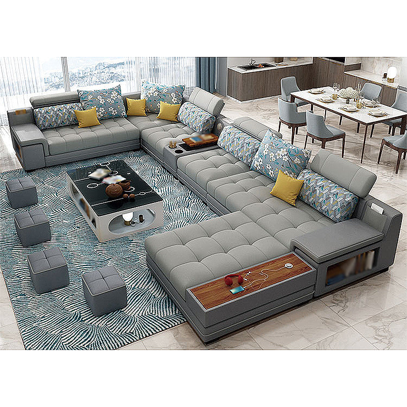 161.42"L X 98.43"W X 35.43"H Pu Cushion Back Sofa Square Arm Sectionals with Storage