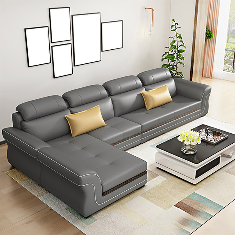 Contemporary Cushion Back Sofa and Chaise Living Room L-Shape Sectional