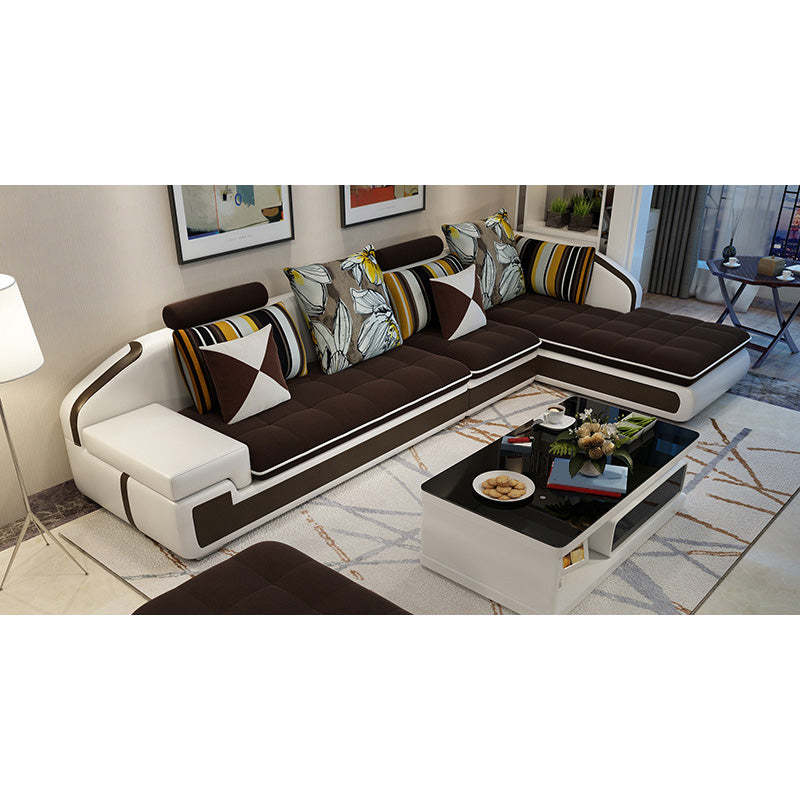 129.1 "L x 70.8" W x 32.2 "H tela H Almohada seccional Sofá del brazo para la sala de estar para sala de estar